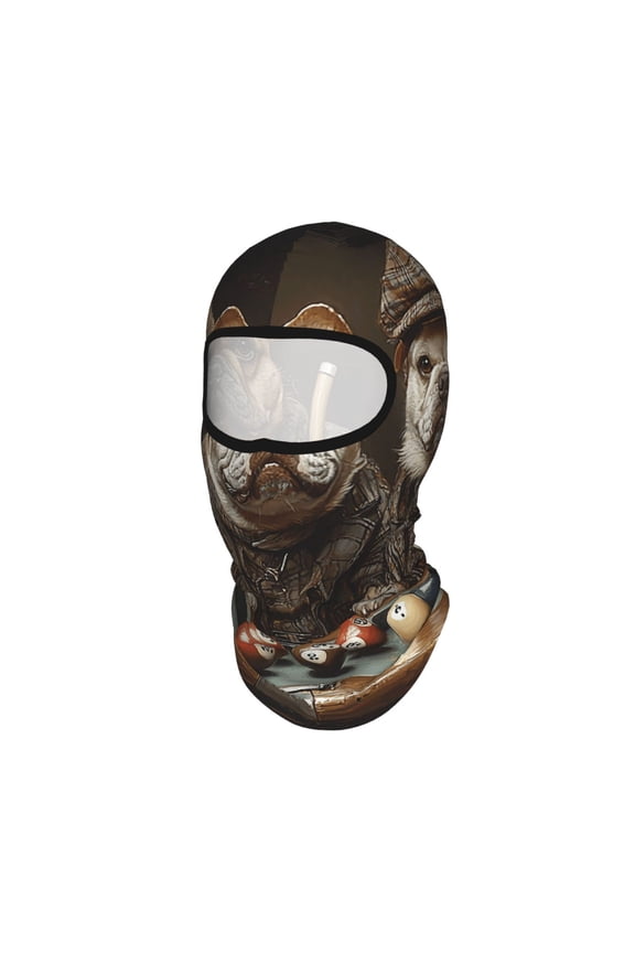 Dogs Funny Billiards Vintage Unisex Balaclava Ski Mask Full Face Cover for Cold Weather & UV Protection, Breathable Cooling Helmet Liner