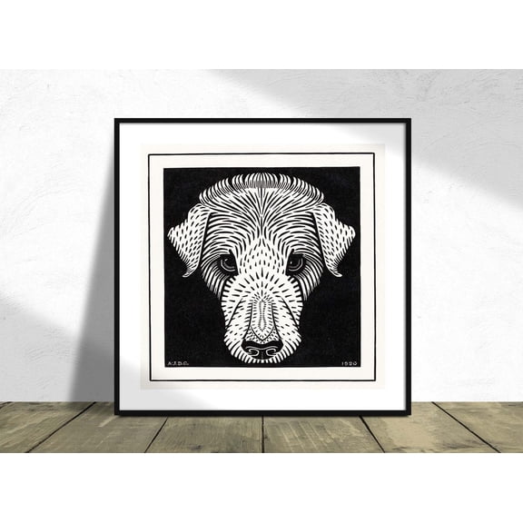 Dogs Head Julie De Graag Square Vintage Animal Reproduction Retro Dutch Unframed Paper Print
