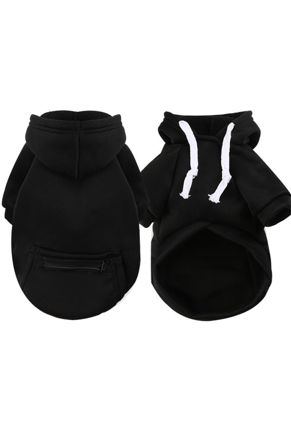 Dogs Hoodie for Small Medium Large Dogs,Fleece Hoodie for Dogs with Zipper Pocket,Fall Winter Warm Cat Puppy Sweatshirts (Black,XS)