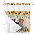 thumbnail image 1 of Dogs No Hooks Shower Curtain with Snap-in Liner Watercolor Spring White Yellow Daisy Sunfower Floral Leaf Linen Texture Shower Curtains for Bathroom, Waterproof, Easy Install, Washable 66"x72", 1 of 9