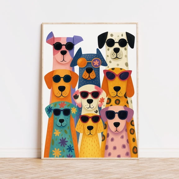 Dogs In Sunglasses Poster, Animal Poster, Nursery Decor, Unframed Poster Size 12x18