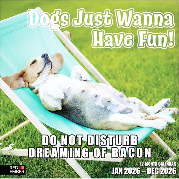 Dogs Just Wanna Have Fun! 2026 Wall Calendar 12 Month | 12" x 24" Open | Thick & Sturdy Paper | Holiday Gift | Meme Kids Puppy Funny Dog Calendar 2026
