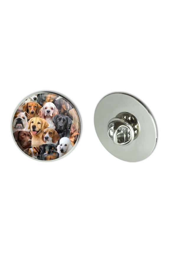 Dogs Lab Retriever Dachshund Poodle Pattern Metal 1.1" Tie Tack Hat Lapel Pin Pinback