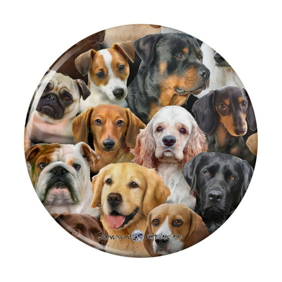 Dogs Lab Retriever Dachshund Poodle Pattern Pinback Button Pin