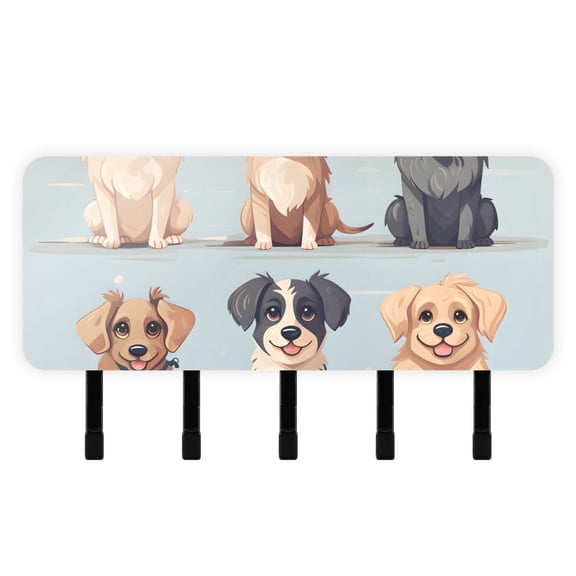 Dogs Mail Holder Organizer Wall Mount with Shelf Key Holder Key Rack with 5 Key Hooks for Wall Decorative