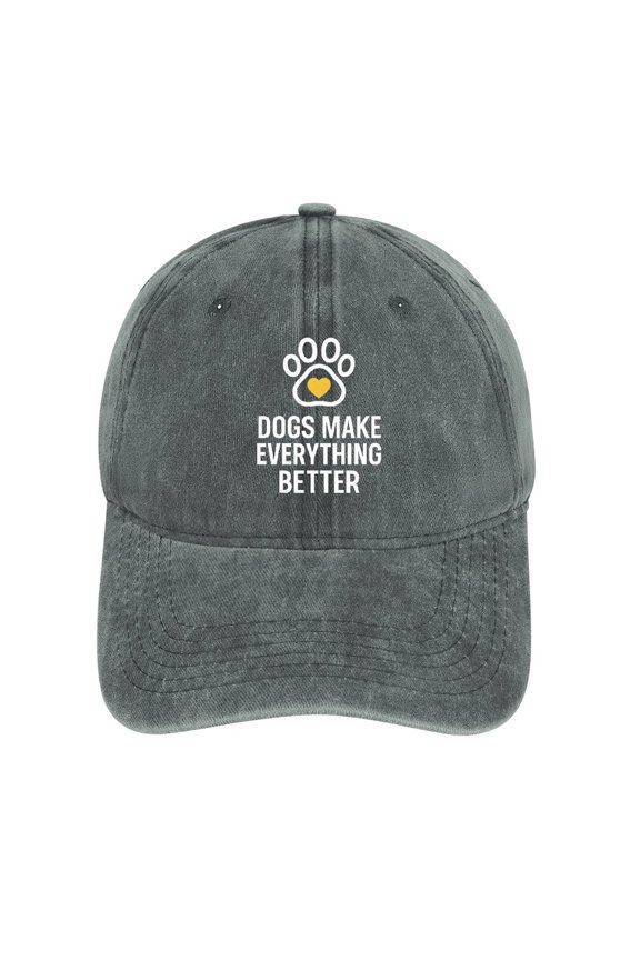 Dogs Make Everything Better Gray Classic Unisex Cotton Adjustable Baseball Cap – Plain Dad Hat