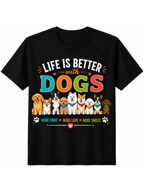 Dogs Make Me Happy Humans Make My Head Hurt T-Shirt for Adults Funny Dog Lover Graphic Tee Unisex Short Sleeve Casual Pet Lover Gift Dog Mom Dog Dad Animal Lover Cotton Tee