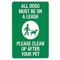 thumbnail image 1 of All Dogs Must Be On a Leash Please Clean Up After Pet Warning Sign, Dog Leash Security Metal Signs for Busines Home Road Yard Garage Street Wall Caution Decor 8 x 12 Inch, 1 of 4