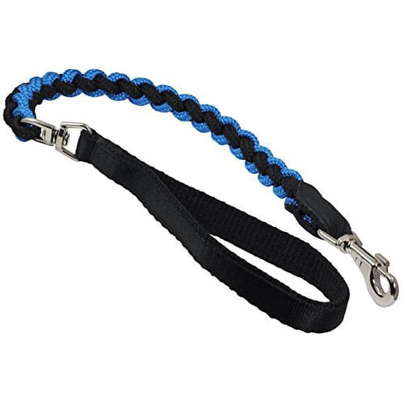 Dogs My Love 1" Wide Braided Rope Short Leash 32" Long Large (Black/Blue)