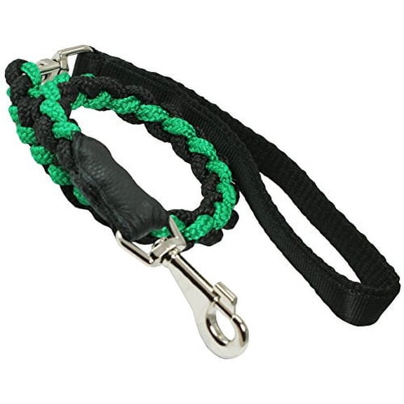 Dogs My Love 1" Wide Braided Rope Short Leash 32" Long Large (Black/Green)