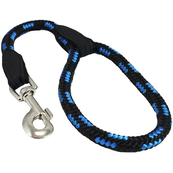 Dogs My Love 18-inch Rope Dog Leash Short (Blue/Black, Large 1/2" (12mm) diam)