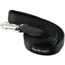 Dogs My Love 4ft Long Neoprene Padded Handle Nylon Leash 4 Sizes Black (XLarge - 1" Wide)