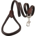 thumbnail image 1 of Dogs My Love 4ft Long Round Genuine Rolled Leather Dog Leash Brown, 1 of 3