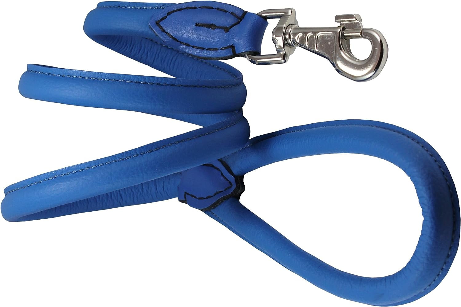 Dogs My Love 4ft Long Round Genuine Rolled Leather Dog Leash White (Large: 1/2" (12mm))