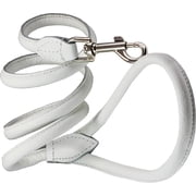 Dogs My Love 4ft Long Round Genuine Rolled Leather Dog Leash White Small 3/8" 8mm