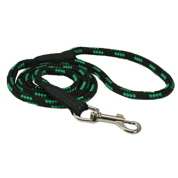 Dogs My Love 6ft Long Braided Rope Dog Leash Green with Black 6 Sizes (Medium: 6ft Long; 3/8" Diam (10mm))