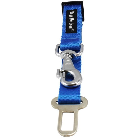 Dogs My Love Adjustable 15"-25 Long Leash Car Seat Dog Safety Belt 1" Wide Vehicle Lead Large (Blue)