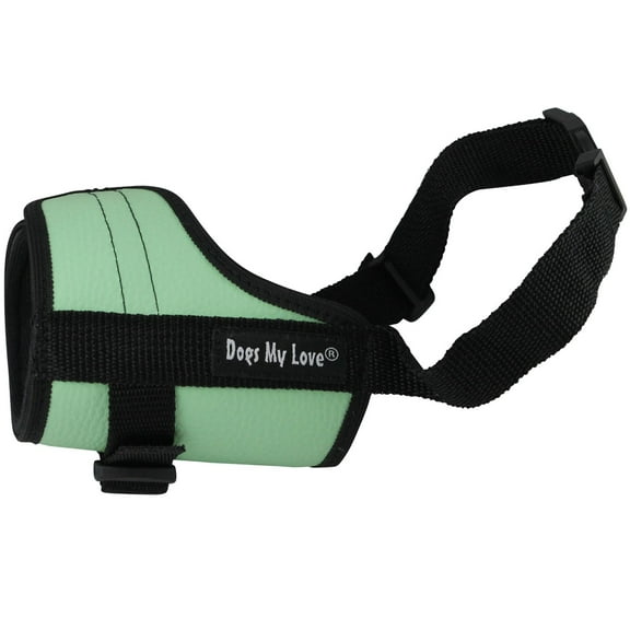 Dogs My Love, Adjustable Dog Muzzle 6 Sizes Green (XXS: 4.5"-6.5" Snout Circumf.)