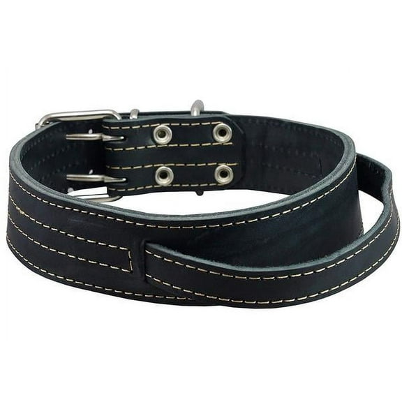 Dogs My Love Black Genuine Leather 27"x1.75" Wide Handle Collar Fits 20"-23" Neck X-Large