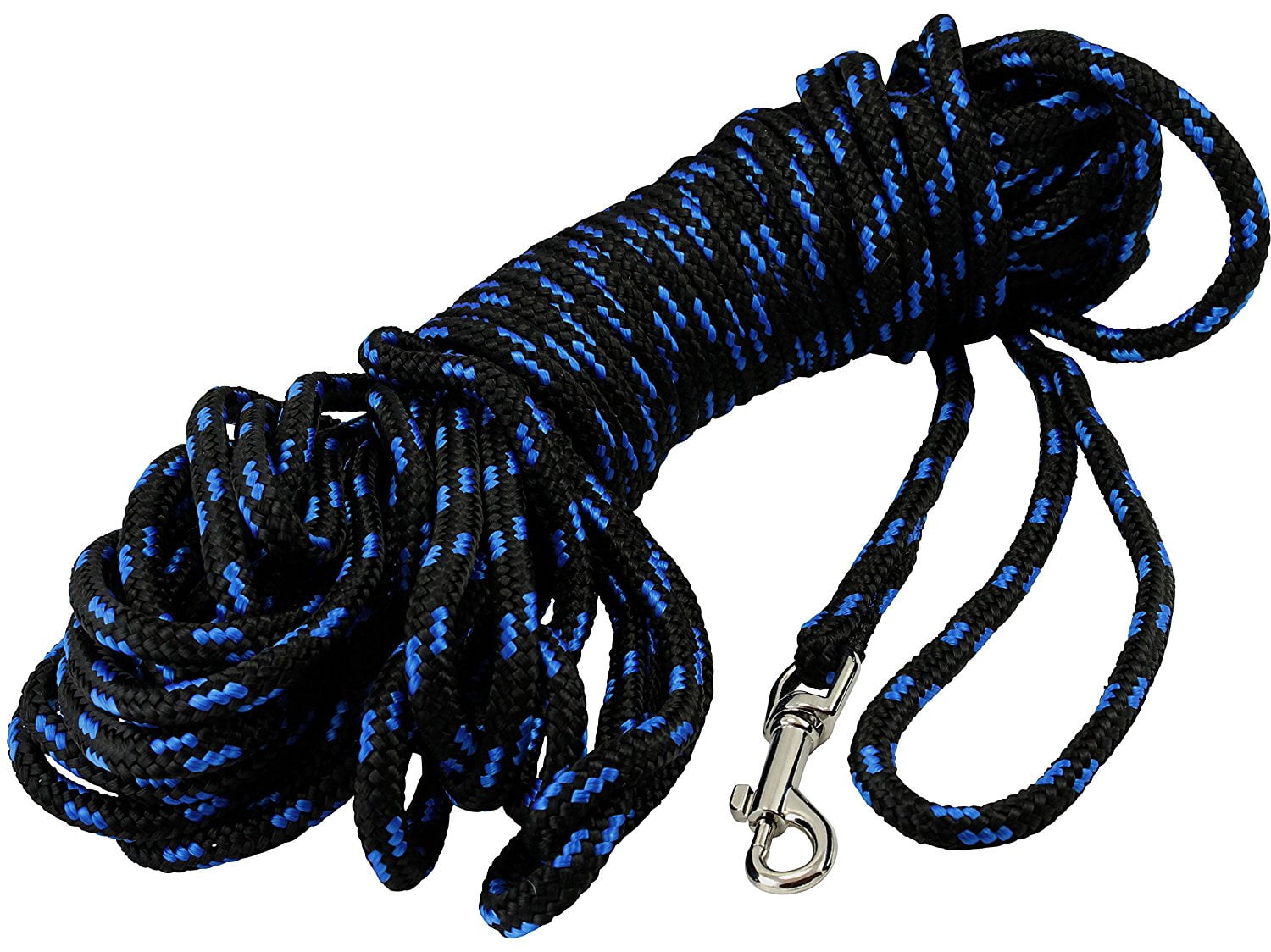Dogs My Love Braided Nylon Rope Tracking Dog Leash, Black/Blue 15-Feet/30-Feet/45-Feet/60-Feet 3/8' Diameter Training Lead Medium