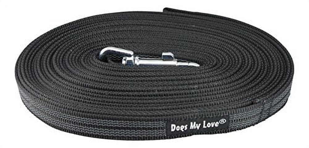 Dogs My Love Comfort Grip Non-Slip Dog Leash 4ft to 30ft long for Smal and Medium Dogs 5/8-inch Wide (30 Ft, Black)