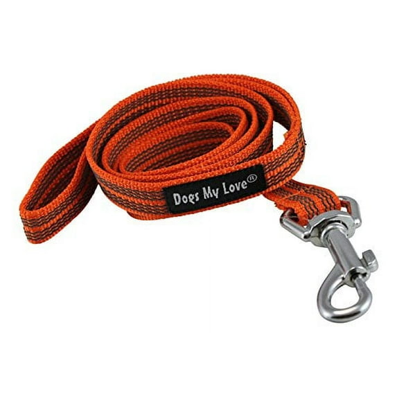 Dogs My Love Comfort Grip Non-Slip Dog Leash 4ft to 30ft long for Smal and Medium Dogs 5/8-inch Wide (4 Ft, Orange)