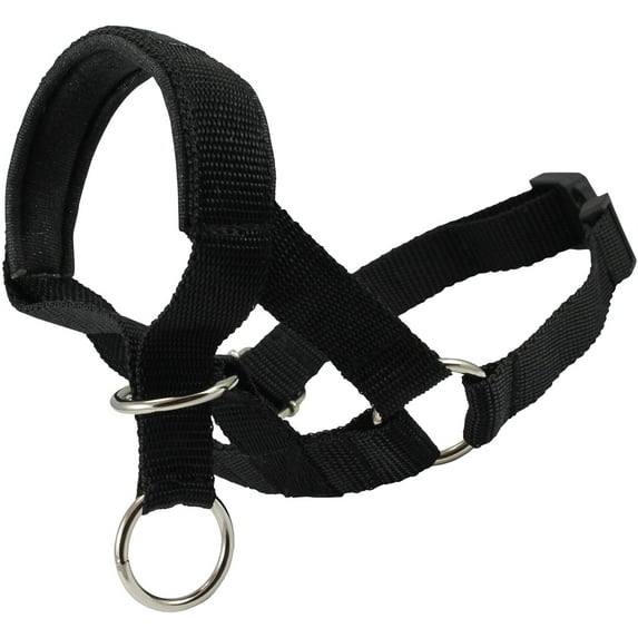 Dogs My Love, Dog Head Collar Halter Black 6 Sizes (M: 8.25"-10.25" Snout)