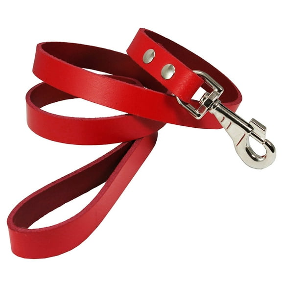 Dogs My Love Genuine Leather Classic Dog Leash 4 Ft Long 9 Sizes (XXLarge (Width: 20mm - 7/8"), Red)