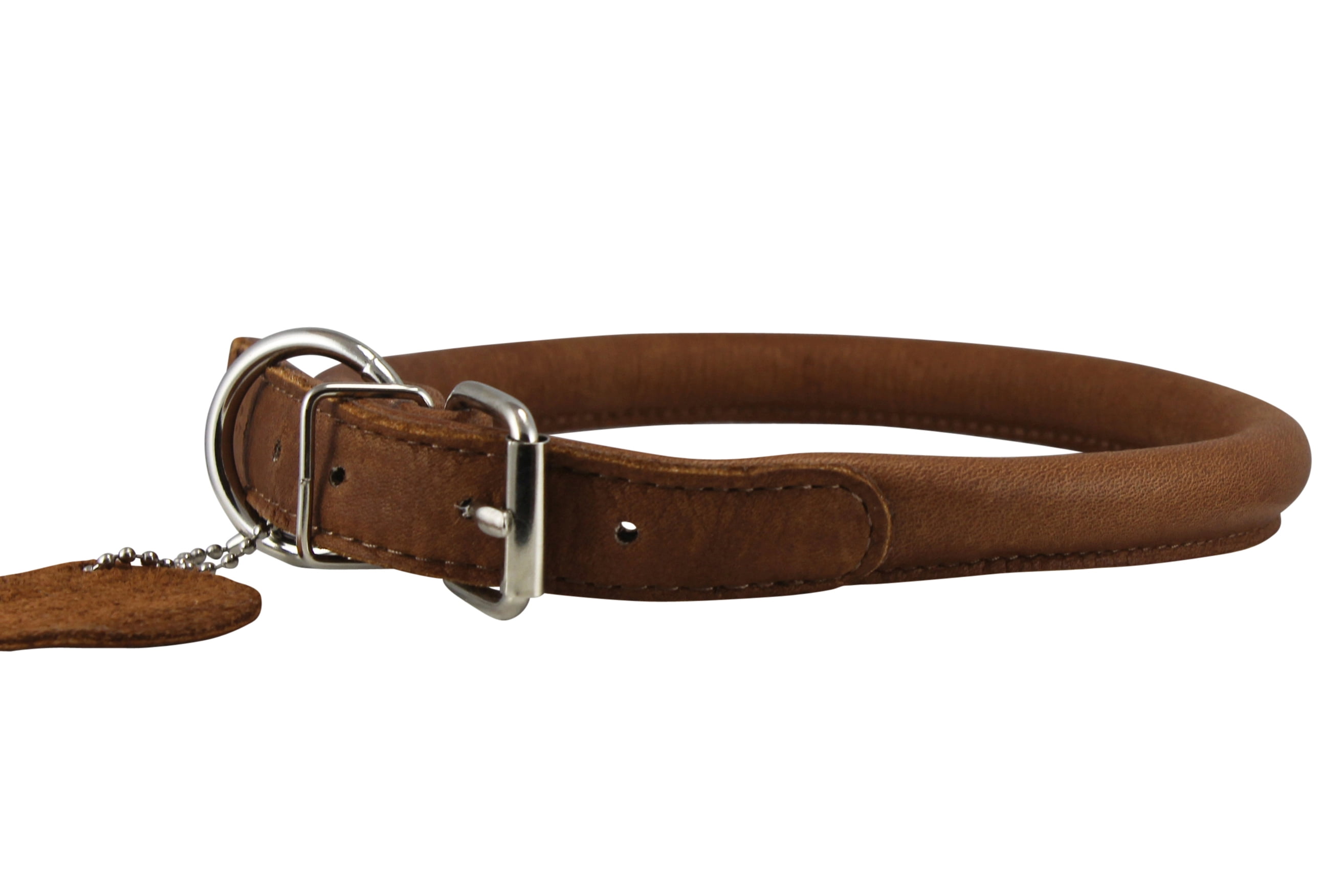 Dogs My Love, High Quality Genuine Leather Rolled Dog Collar 15"18