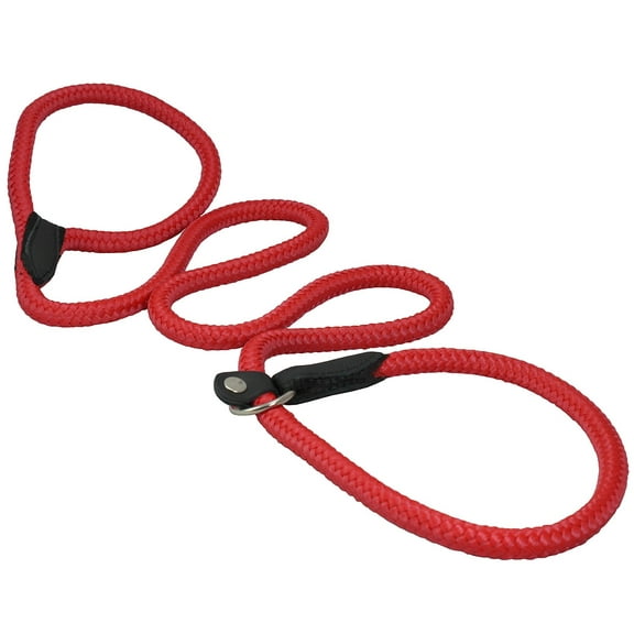 Dogs My Love Nylon Rope Slip Dog Lead Adjustable Collar and Leash 6ft Long (Large: 0.4" (10mm), Red)