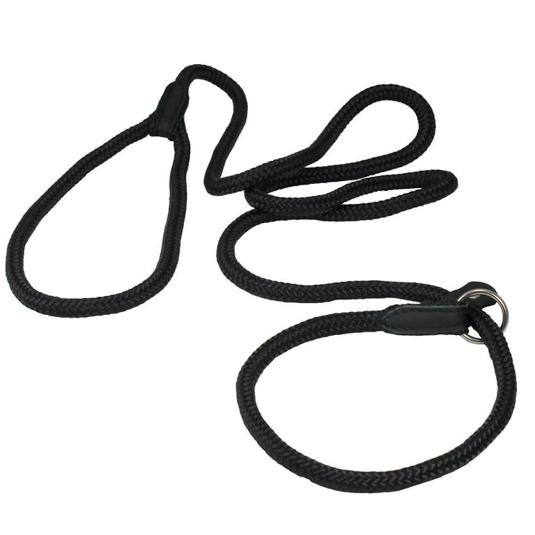 Dogs My Love Nylon Rope Slip Dog Lead Adjustable Collar and Leash 6ft Long  (Small: 1/4 (6mm), Black)