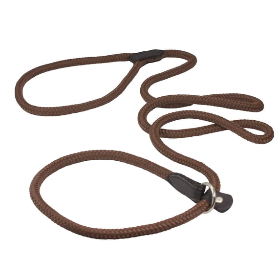 Dogs My Love Nylon Rope Slip Dog Lead Adjustable Collar and Leash 6ft Long (Small: 1/4" (6mm), Brown)