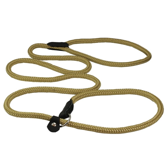 Dogs My Love Nylon Rope Slip Dog Lead Collar and Leash British Style 4ft Long (Small: 1/4" (6mm), Beige)