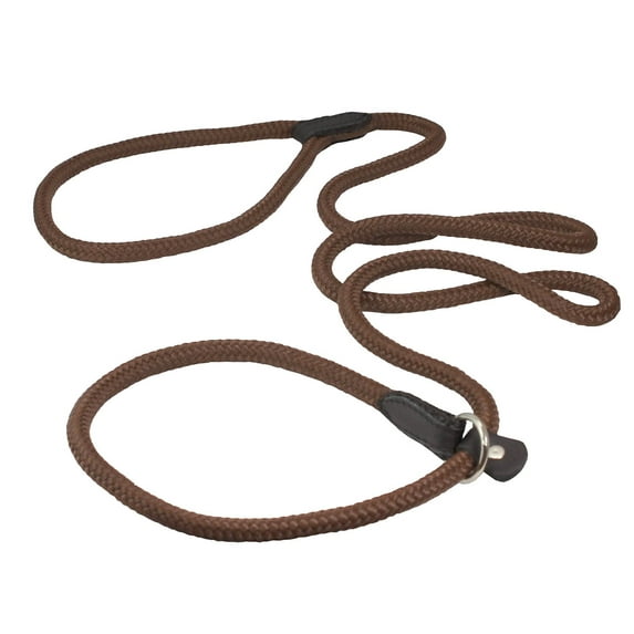 Dogs My Love Nylon Rope Slip Dog Lead Collar and Leash British Style 4ft Long (Small: 1/4" (6mm), Brown)