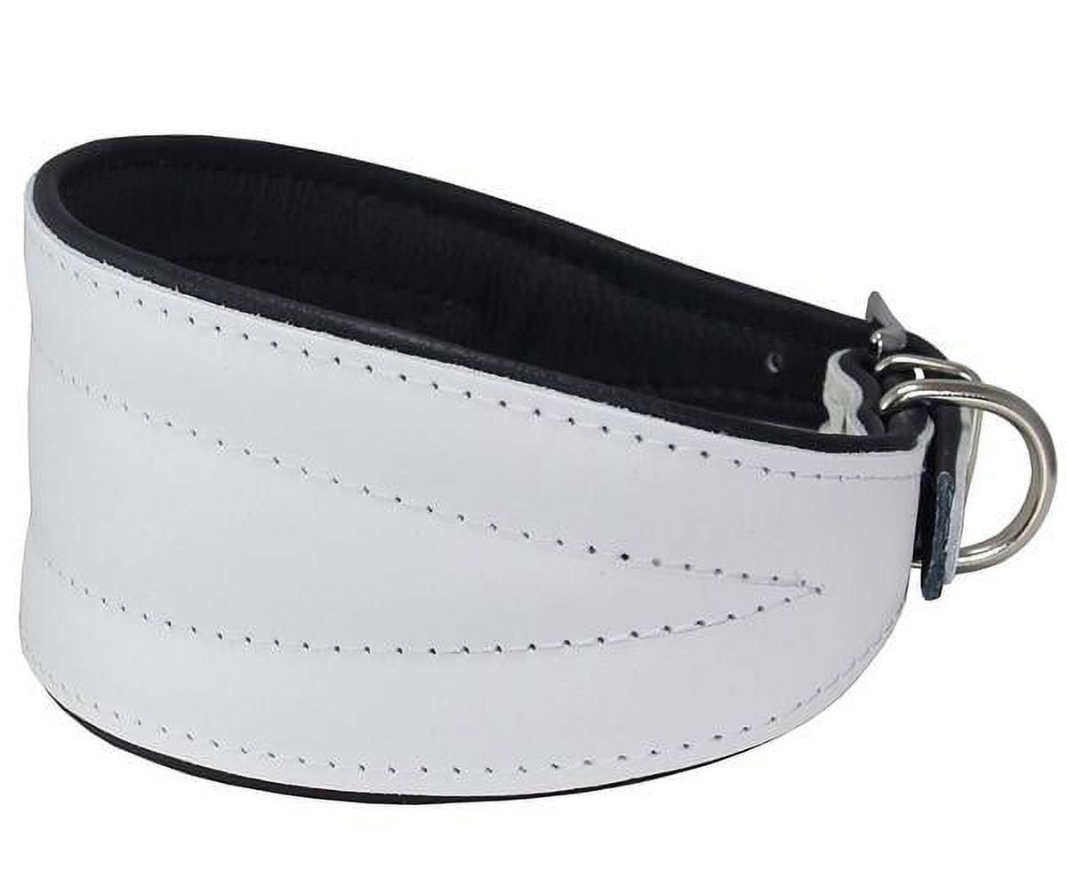 Dogs My Love Real Leather Extra Wide Padded Tapered Dog Collar (11"-13" Neck; 2" Wide, White)