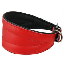 Dogs My Love Real Leather Extra Wide Padded Tapered Dog Collar (14.25"-17" Neck; 2.5" Wide, Red)