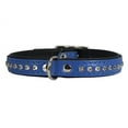 thumbnail image 1 of Dogs My Love Rhinestone Genuine Leather Dog Collar (Blue, 8"-9.5" Neck), 1 of 3