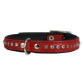 thumbnail image 1 of Dogs My Love Rhinestone Genuine Leather Dog Collar (Red, 11"-13.5" Neck), 1 of 3