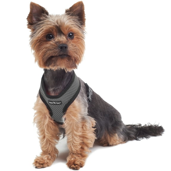 Dogs My Love Soft Mesh Walking Harness for Dogs and Puppies 6 Sizes Grey (M (Neck Max: 13"; Chest Girth: 16"-21"))
