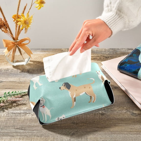 Dogs Napkin Dispenser Leather Paper Napkins Holders Elegant Modern Fancy for Kitchen Dining Room Table Decor