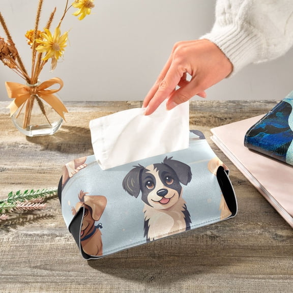 Dogs Napkin Dispenser Leather Paper Napkins Holders Elegant Modern Fancy for Kitchen Dining Room Table Decor