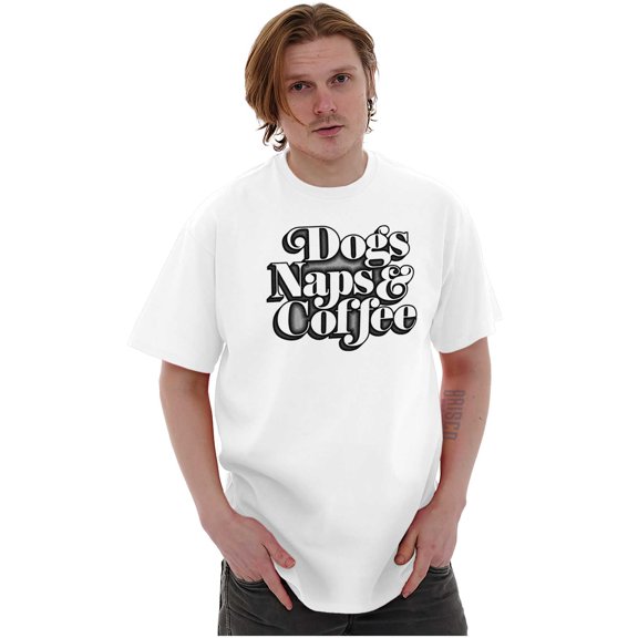 Dogs Naps Coffee Funny Hobby Pet Men's Graphic T Shirt Tees Brisco Brands S