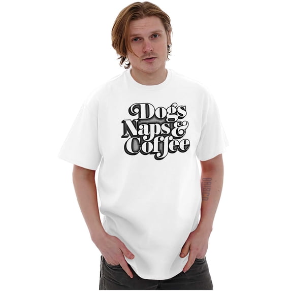 Dogs Naps Coffee Funny Hobby Pet Men's Graphic T Shirt Tees Brisco Brands S