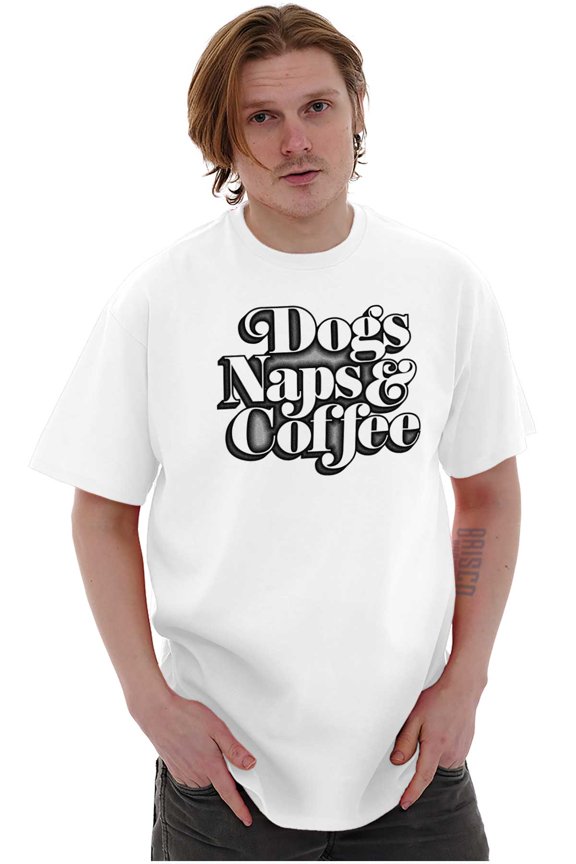 Dogs Naps Coffee Funny Hobby Pet Men's Graphic T Shirt Tees Brisco Brands S