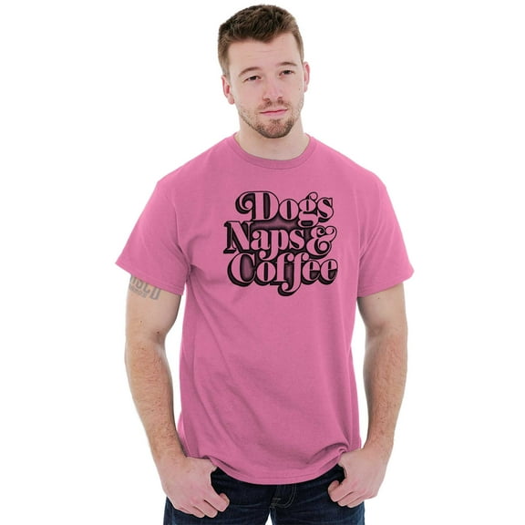 Dogs Naps Coffee Funny Hobby Pet Plus Size Crewneck Graphic Tee Shirt Brisco Brands 2X
