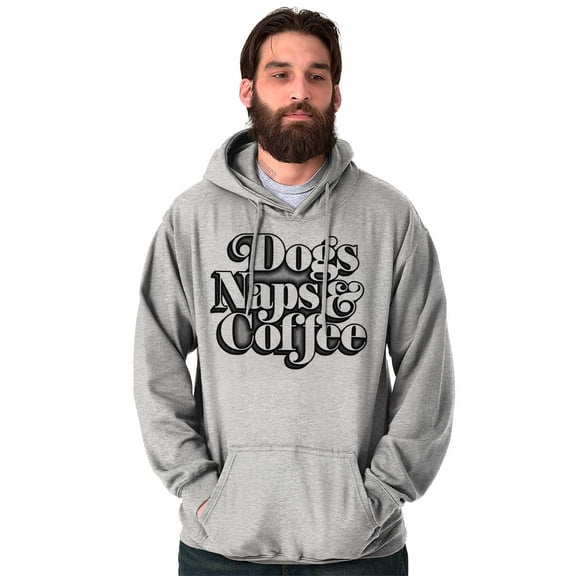 Dogs Naps Coffee Funny Hobby Pet Unisex Plus Fleece Graphic Hoodie Brisco Brands 3X