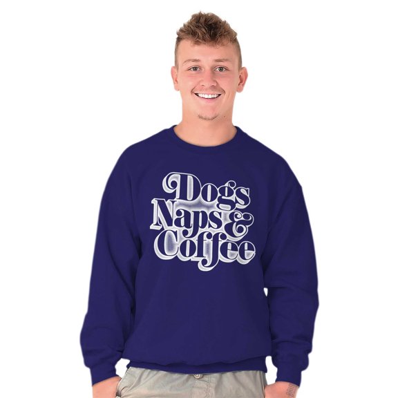Dogs Naps Coffee Funny Hobby Pet Unisex Plus Fleece Graphic Sweatshirt Brisco Brands 2X