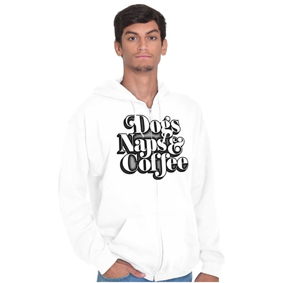 Dogs Naps Coffee Funny Hobby Pet Unisex Fleece Graphic Zip Up Hoodie Brisco Brands 5X