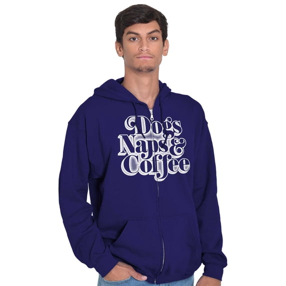 Dogs Naps Coffee Funny Hobby Pet Zip Up Hoodie Men's Women's Brisco Brands 2X