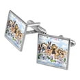 thumbnail image 1 of Dogs Outdoors on Fence Pattern Square Cufflink Set - Silver or Gold, 1 of 6